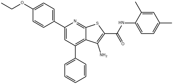 3-amino-N-(2,4-dimethylphenyl)-6-(4-ethoxyphenyl)-4-phenylthieno[2,3-b]pyridine-2-carboxamide Struktur