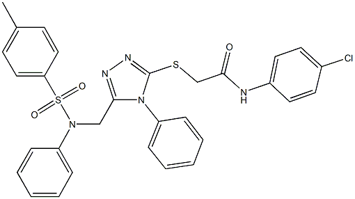 N-(4-chlorophenyl)-2-{[5-({[(4-methylphenyl)sulfonyl]anilino}methyl)-4-phenyl-4H-1,2,4-triazol-3-yl]sulfanyl}acetamide Struktur