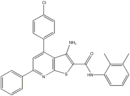 3-amino-4-(4-chlorophenyl)-N-(2,3-dimethylphenyl)-6-phenylthieno[2,3-b]pyridine-2-carboxamide Struktur