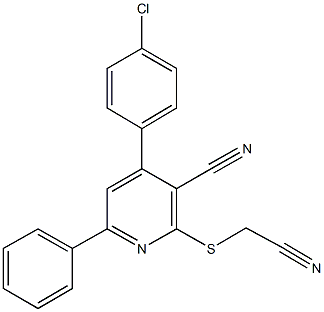 4-(4-chlorophenyl)-2-[(cyanomethyl)sulfanyl]-6-phenylnicotinonitrile Struktur