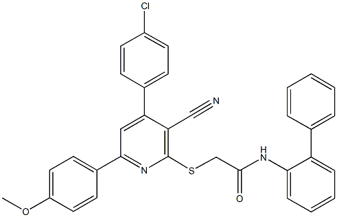 N-[1,1'-biphenyl]-2-yl-2-{[4-(4-chlorophenyl)-3-cyano-6-(4-methoxyphenyl)-2-pyridinyl]sulfanyl}acetamide Struktur