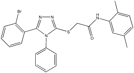 2-{[5-(2-bromophenyl)-4-phenyl-4H-1,2,4-triazol-3-yl]sulfanyl}-N-(2,5-dimethylphenyl)acetamide Struktur