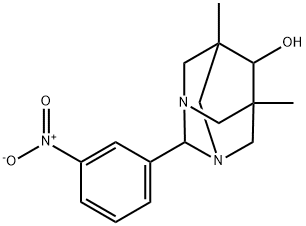 2-{3-nitrophenyl}-5,7-dimethyl-1,3-diazatricyclo[3.3.1.1~3,7~]decan-6-ol Struktur