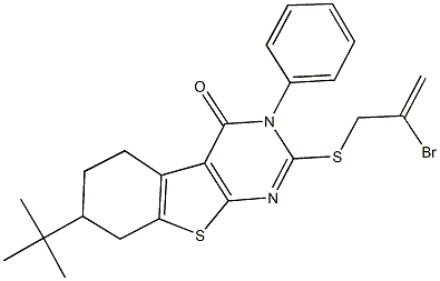 2-[(2-bromo-2-propenyl)sulfanyl]-7-tert-butyl-3-phenyl-5,6,7,8-tetrahydro[1]benzothieno[2,3-d]pyrimidin-4(3H)-one Struktur