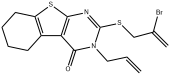 3-allyl-2-[(2-bromo-2-propenyl)sulfanyl]-5,6,7,8-tetrahydro[1]benzothieno[2,3-d]pyrimidin-4(3H)-one Struktur