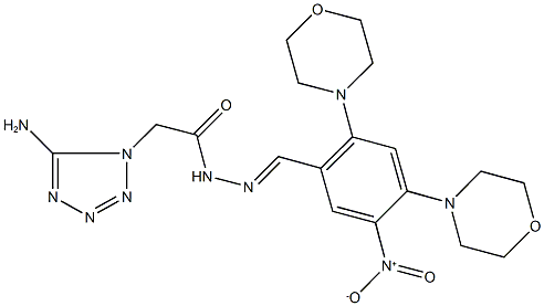 2-(5-amino-1H-tetraazol-1-yl)-N'-[5-nitro-2,4-di(4-morpholinyl)benzylidene]acetohydrazide Struktur