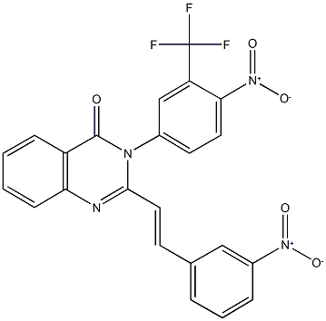 2-(2-{3-nitrophenyl}vinyl)-3-[4-nitro-3-(trifluoromethyl)phenyl]-4(3H)-quinazolinone Struktur