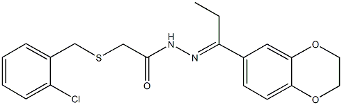 2-[(2-chlorobenzyl)sulfanyl]-N'-[1-(2,3-dihydro-1,4-benzodioxin-6-yl)propylidene]acetohydrazide Struktur