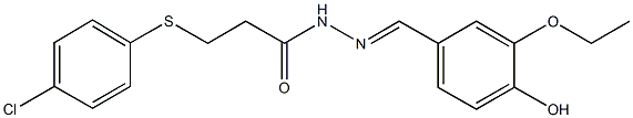 3-[(4-chlorophenyl)sulfanyl]-N'-(3-ethoxy-4-hydroxybenzylidene)propanohydrazide Struktur