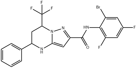 N-(2-bromo-4,6-difluorophenyl)-5-phenyl-7-(trifluoromethyl)-4,5,6,7-tetrahydropyrazolo[1,5-a]pyrimidine-2-carboxamide Struktur