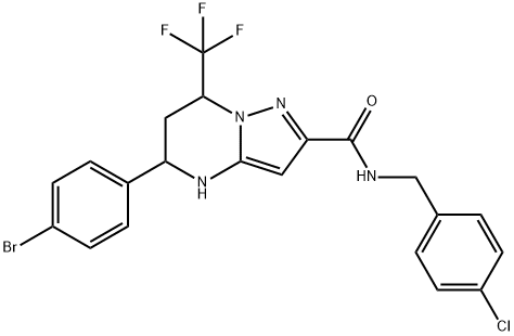 5-(4-bromophenyl)-N-(4-chlorobenzyl)-7-(trifluoromethyl)-4,5,6,7-tetrahydropyrazolo[1,5-a]pyrimidine-2-carboxamide Struktur