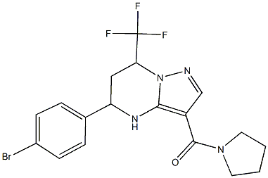 5-(4-bromophenyl)-3-(1-pyrrolidinylcarbonyl)-7-(trifluoromethyl)-4,5,6,7-tetrahydropyrazolo[1,5-a]pyrimidine Struktur