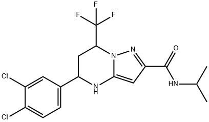 5-(3,4-dichlorophenyl)-N-isopropyl-7-(trifluoromethyl)-4,5,6,7-tetrahydropyrazolo[1,5-a]pyrimidine-2-carboxamide Struktur