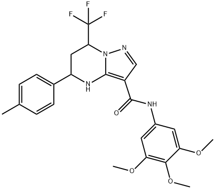 5-(4-methylphenyl)-7-(trifluoromethyl)-N-(3,4,5-trimethoxyphenyl)-4,5,6,7-tetrahydropyrazolo[1,5-a]pyrimidine-3-carboxamide Struktur