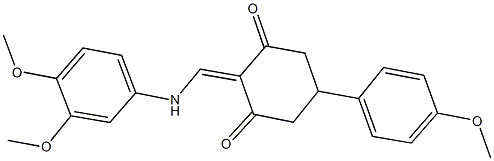 2-[(3,4-dimethoxyanilino)methylene]-5-(4-methoxyphenyl)-1,3-cyclohexanedione Struktur