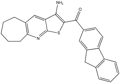 (3-amino-6,7,8,9-tetrahydro-5H-cyclohepta[b]thieno[3,2-e]pyridin-2-yl)(9H-fluoren-2-yl)methanone Struktur