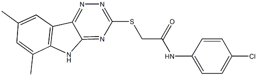 N-(4-chlorophenyl)-2-[(6,8-dimethyl-5H-[1,2,4]triazino[5,6-b]indol-3-yl)sulfanyl]acetamide Struktur