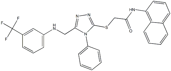 N-(1-naphthyl)-2-[(4-phenyl-5-{[3-(trifluoromethyl)anilino]methyl}-4H-1,2,4-triazol-3-yl)sulfanyl]acetamide Struktur