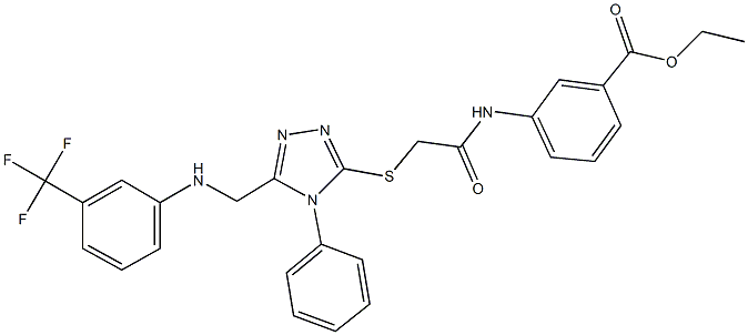 ethyl 3-({[(4-phenyl-5-{[3-(trifluoromethyl)anilino]methyl}-4H-1,2,4-triazol-3-yl)sulfanyl]acetyl}amino)benzoate Struktur