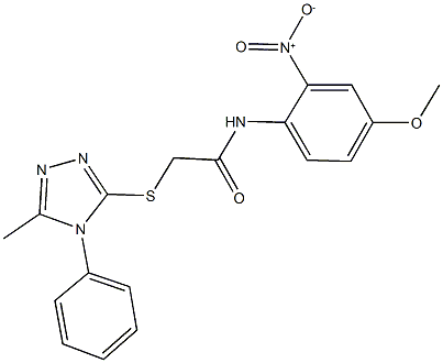 N-[2-nitro-4-(methyloxy)phenyl]-2-[(5-methyl-4-phenyl-4H-1,2,4-triazol-3-yl)sulfanyl]acetamide Struktur