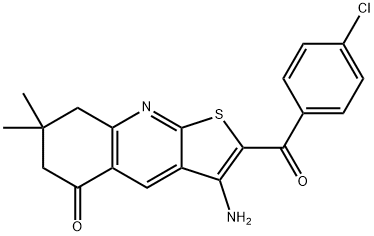 3-amino-2-(4-chlorobenzoyl)-7,7-dimethyl-7,8-dihydrothieno[2,3-b]quinolin-5(6H)-one Struktur