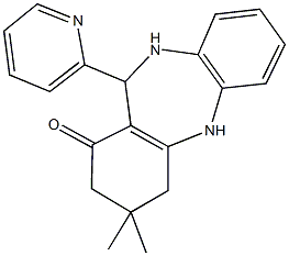 3,3-dimethyl-11-(2-pyridinyl)-2,3,4,5,10,11-hexahydro-1H-dibenzo[b,e][1,4]diazepin-1-one Struktur