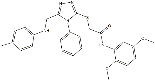 N-(2,5-dimethoxyphenyl)-2-{[4-phenyl-5-(4-toluidinomethyl)-4H-1,2,4-triazol-3-yl]sulfanyl}acetamide Struktur