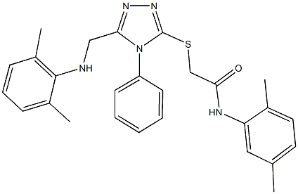 2-({5-[(2,6-dimethylanilino)methyl]-4-phenyl-4H-1,2,4-triazol-3-yl}sulfanyl)-N-(2,5-dimethylphenyl)acetamide Struktur