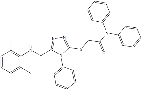 2-({5-[(2,6-dimethylanilino)methyl]-4-phenyl-4H-1,2,4-triazol-3-yl}sulfanyl)-N,N-diphenylacetamide Struktur