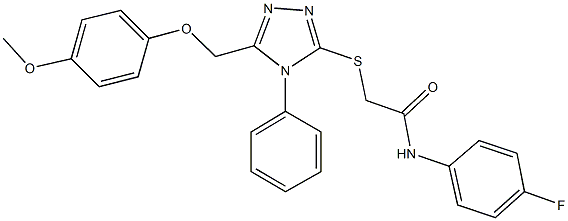 N-(4-fluorophenyl)-2-({5-[(4-methoxyphenoxy)methyl]-4-phenyl-4H-1,2,4-triazol-3-yl}sulfanyl)acetamide Struktur