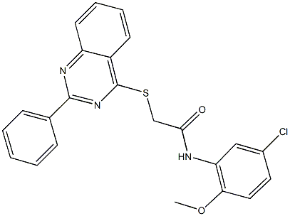 N-(5-chloro-2-methoxyphenyl)-2-[(2-phenyl-4-quinazolinyl)sulfanyl]acetamide Struktur