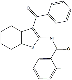 N-(3-benzoyl-4,5,6,7-tetrahydro-1-benzothien-2-yl)-2-methylbenzamide Struktur