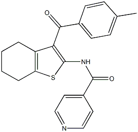 N-[3-(4-methylbenzoyl)-4,5,6,7-tetrahydro-1-benzothien-2-yl]isonicotinamide Struktur