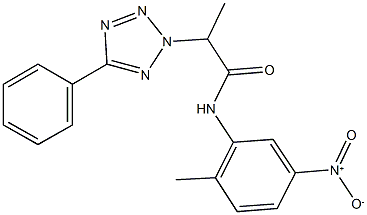 N-{5-nitro-2-methylphenyl}-2-(5-phenyl-2H-tetraazol-2-yl)propanamide Struktur