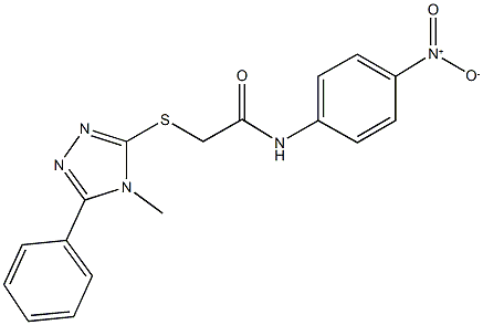 N-{4-nitrophenyl}-2-[(4-methyl-5-phenyl-4H-1,2,4-triazol-3-yl)sulfanyl]acetamide Struktur