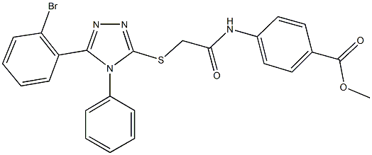 methyl 4-[({[5-(2-bromophenyl)-4-phenyl-4H-1,2,4-triazol-3-yl]sulfanyl}acetyl)amino]benzoate Struktur