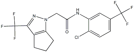 N-[2-chloro-5-(trifluoromethyl)phenyl]-2-(3-(trifluoromethyl)-5,6-dihydrocyclopenta[c]pyrazol-1(4H)-yl)acetamide Struktur