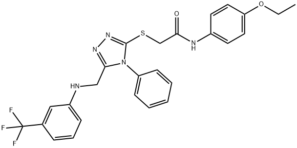 N-(4-ethoxyphenyl)-2-[(4-phenyl-5-{[3-(trifluoromethyl)anilino]methyl}-4H-1,2,4-triazol-3-yl)sulfanyl]acetamide Struktur