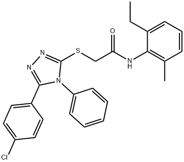 2-{[5-(4-chlorophenyl)-4-phenyl-4H-1,2,4-triazol-3-yl]sulfanyl}-N-(2-ethyl-6-methylphenyl)acetamide Struktur