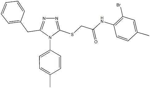 2-{[5-benzyl-4-(4-methylphenyl)-4H-1,2,4-triazol-3-yl]sulfanyl}-N-(2-bromo-4-methylphenyl)acetamide Struktur