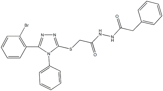 2-{[5-(2-bromophenyl)-4-phenyl-4H-1,2,4-triazol-3-yl]sulfanyl}-N'-(phenylacetyl)acetohydrazide Struktur