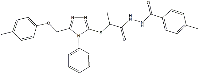 N'-(4-methylbenzoyl)-2-({5-[(4-methylphenoxy)methyl]-4-phenyl-4H-1,2,4-triazol-3-yl}sulfanyl)propanohydrazide Struktur