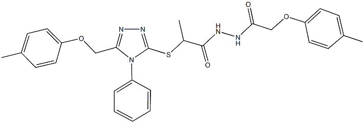 N'-[(4-methylphenoxy)acetyl]-2-({5-[(4-methylphenoxy)methyl]-4-phenyl-4H-1,2,4-triazol-3-yl}sulfanyl)propanohydrazide Struktur