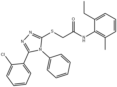 2-{[5-(2-chlorophenyl)-4-phenyl-4H-1,2,4-triazol-3-yl]sulfanyl}-N-(2-ethyl-6-methylphenyl)acetamide Struktur