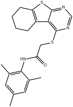 N-mesityl-2-(5,6,7,8-tetrahydro[1]benzothieno[2,3-d]pyrimidin-4-ylsulfanyl)acetamide Struktur