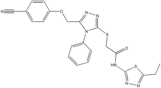 2-({5-[(4-cyanophenoxy)methyl]-4-phenyl-4H-1,2,4-triazol-3-yl}sulfanyl)-N-(5-ethyl-1,3,4-thiadiazol-2-yl)acetamide Struktur