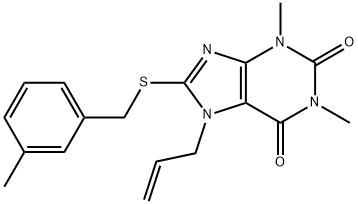 7-allyl-1,3-dimethyl-8-[(3-methylbenzyl)thio]-3,7-dihydro-1H-purine-2,6-dione Struktur