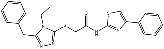 2-{[4-ethyl-5-(phenylmethyl)-4H-1,2,4-triazol-3-yl]sulfanyl}-N-(4-phenyl-1,3-thiazol-2-yl)acetamide Struktur