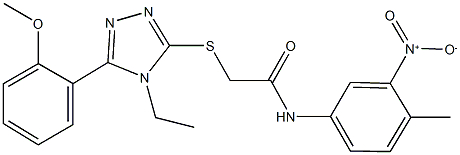 2-({4-ethyl-5-[2-(methyloxy)phenyl]-4H-1,2,4-triazol-3-yl}sulfanyl)-N-{3-nitro-4-methylphenyl}acetamide Struktur