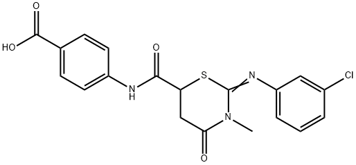 4-[({2-[(3-chlorophenyl)imino]-3-methyl-4-oxo-1,3-thiazinan-6-yl}carbonyl)amino]benzoic acid Struktur